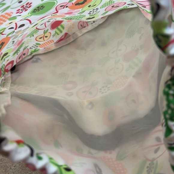 Thirty-one Cinch Sac Tote Apple Floral Print Cord Closure White Multi - Picture 4 of 7